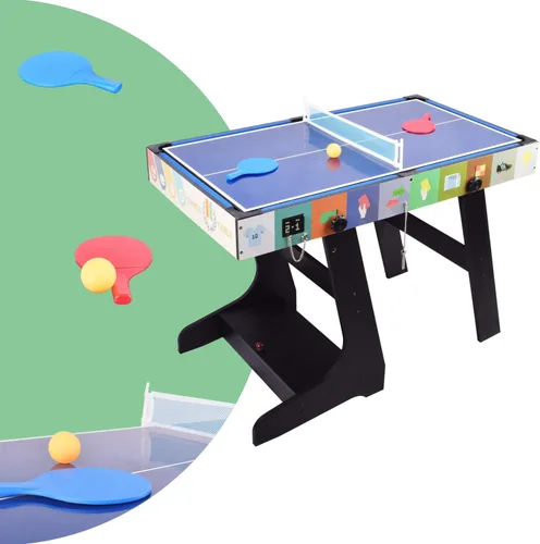 Vista 6 de DRM Mesa de juego deportiva plegable 4 en 1 de 4 pies, mesa combinada - Mesa de billar/billar, mesa de hockey de aire, mesa de tenis de mesa, mesa