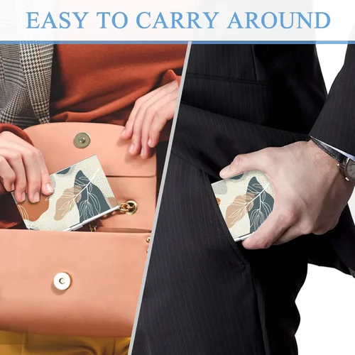 Vista 6 de Paquete de 2 soportes para tarjetas de visita, estuche para tarjetas de visita de color para hombres y mujeres, organizador ultradelgado de metal