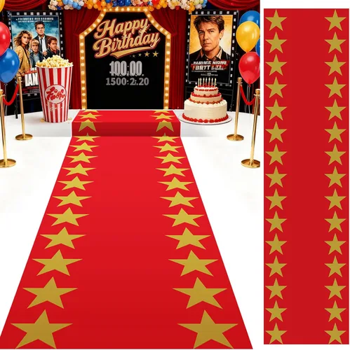 Vista 8 de Woanger - Alfombra de plástico roja para fiesta, 3.3 x 29 pies, clásico