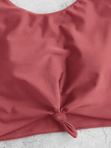 Vista 4 de ZAFUL - Traje de baño de dos piezas, cuello redondo, bikini, de cintura alta, para mujer