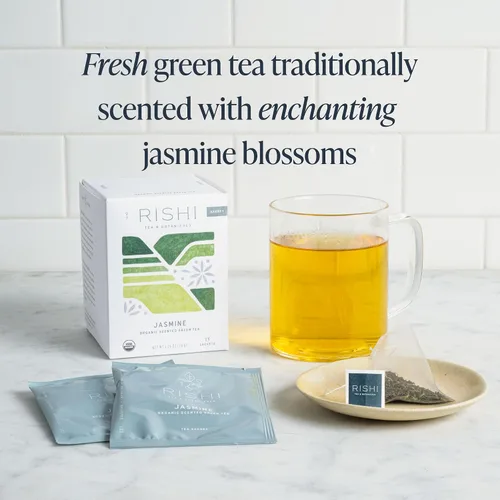 Vista 5 de Rishi Tea Bolsas de té verde jazmín orgánico, 15 unidades (paquete de 6)