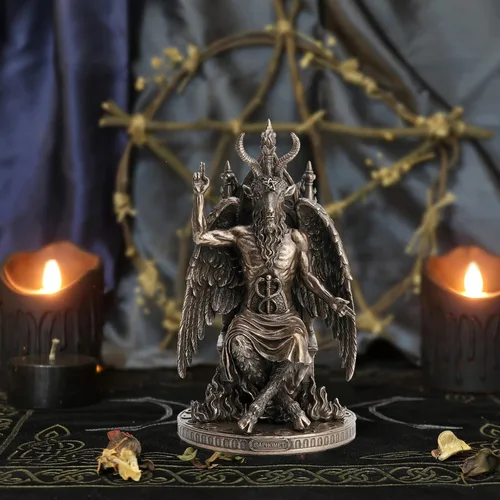 Vista 6 de Veronese Design Estatua de resina de Baphomet de 9 1/2 pulgadas, regalo oculto de bronce antiguo
