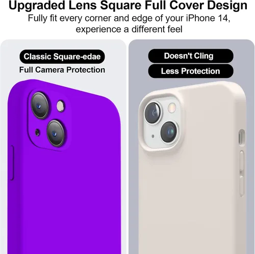 Vista 3 de Vooii Funda compatible con iPhone 14, silicona líquida mejorada con protección de cámara de cubierta completa, forro de microfibra suave