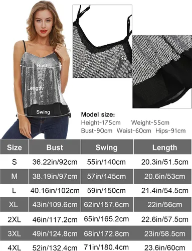 Vista 7 de SATINIOR Camiseta sin mangas de lentejuelas brillantes para mujer, chaleco de lentejuelas brillantes, chaleco de lentejuelas para fiesta de Navidad