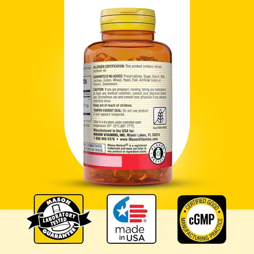 Vista 6 de MASON NATURAL Aceite de ajo de 1000 mg, corazón saludable, apoya la función circulatoria, mejora la salud cardiovascular, 100 unidades, paquete de 3