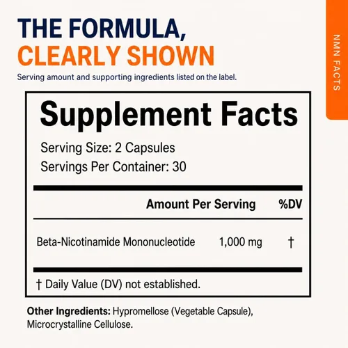 Vista 2 de NMN Capsules 1000 mg, Beta-Nicotinamide Mononucleotide, 60 Count