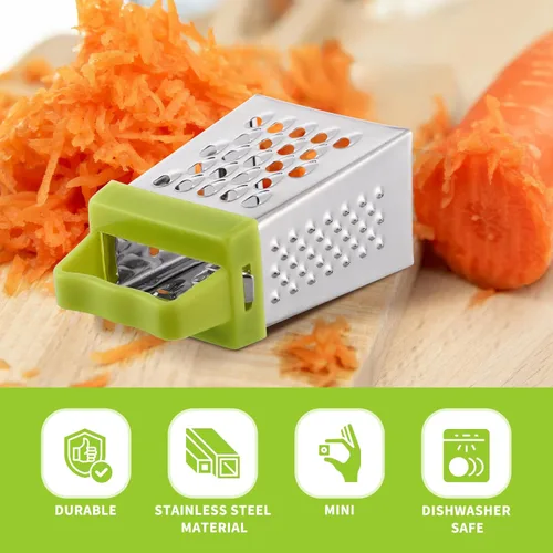 Vista 7 de Ciieeo 15 piezas de mini rallador de queso, cortador de verduras de mano de acero inoxidable, rallador de caja para cocina, queso, ajo, jengibre