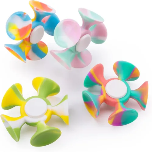 Vista 8 de Paquete de 4 Fidget Spinner con ventosa – Juguete sensorial seguro y suave para aliviar la ansiedad para adultos y niños de 8 a 12 años Juego