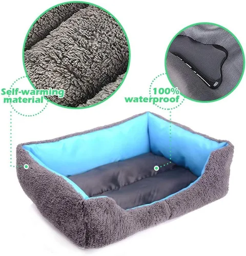 Vista 2 de Barelove Colchón cuadrado grande para perro, almohadillas lavables y impermeables, parte inferior (azul )