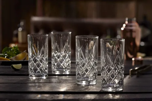 Vista 6 de Royalty Art Kinsley Clovelly juego de 8 vasos altos de 12 onzas, vasos con diseño texturizado para beber agua, cerveza o soda, vajilla moderna