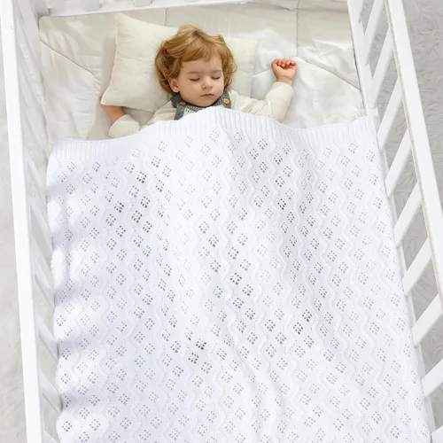 Vista 3 de mimixiong Manta de algodón celular de punto para bebés, manta suave para niños y niñas, 40 x 30 pulgadas