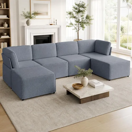 Vista 10 de Mjkone Sofá modular modular de 116 pulgadas para apartamentos y espacios pequeños, moderno sofá de 6 asientos profundos con espuma viscoelástica