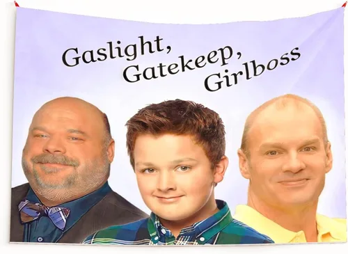 Vista 4 de GOLEHS Gaslight, Gatekeep, Girlboss Tapiz con kit fácil de colgar, bandera divertida para dormitorio universitario, disponible en tamaños de 40 a 90