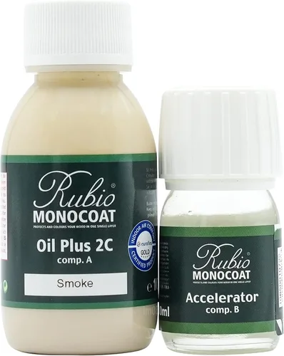 Vista 60 de Rubio Monocoat Tinte y acabado para madera de 650 pies cuadrados - Niebla 5% Oil Plus 2C Aceite de linaza ecológico de secado rápido