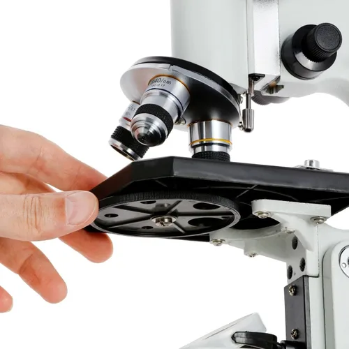 Vista 3 de AmScope Kit de microscopio para principiantes M60C-ABS-PS25-WM, iluminación LED y espejo, oculares WF10x y WF20x, aumento de 40x-1000x, incluye