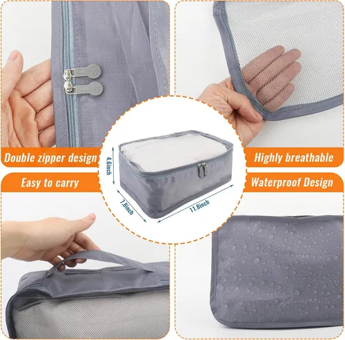 Vista 2 de 12 cubos de equipaje organizadores de equipaje pequeños de malla para ropa interior, bolsas plegables para ropa interior, bolsas de lavandería