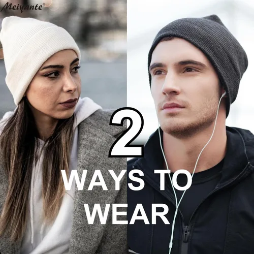 Vista 4 de Meiyante Gorros gorros para hombres y mujeres, gorras de calcetines cálidas para hombres y mujeres, sombreros térmicos de punto con puños, regalo