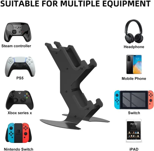 Vista 3 de NBCP Controller Holder, Gaming Headset Stand Mount for PS5 PS4 Xbox Series X SXbox OneNintendo SwitchHeadset Aluminum Metal Holder Universal