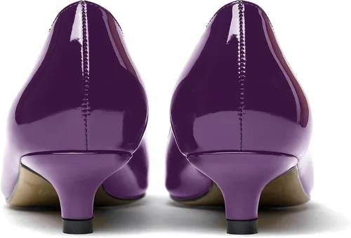 Vista 4 de MODENCOCO Zapatos de tacón bajo de patente sólida para mujer, con puntera puntiaguda, 1.5 pulgadas