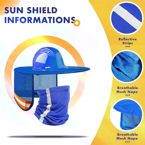 Vista 4 de Sombrero duro para el sol, protección del cuello, de alta visibilidad, para el sol, sombra, malla de ala completa, correa reflectante para el sol