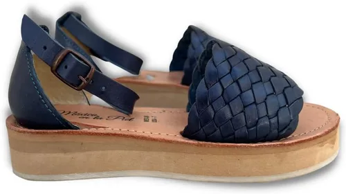 Vista 2 de Mexico en la Piel Sandalias Huarache de plataforma de cuero hechas a mano para mujer
