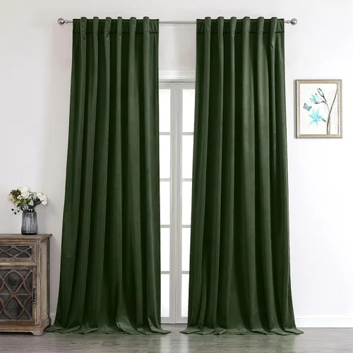 Vista 25 de Benedeco - Cortinas de terciopelo burdeos para ventana de dormitorio con pompón, cortinas de lujo súper suaves, oscurecimiento y aislamiento térmico