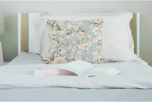 Vista 3 de EKOBLA Funda de cojín cuadrada con diseño de rosas de acuarela, diseño de flores vintage, diseño botánico, acogedor, para hombres, mujeres, niños