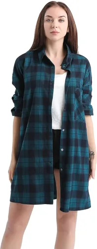 Vista 3 de AGO FTYxTRA Camisa pesada a cuadros para mujer, blusa de manga larga de talla grande, abrigos de novio con solapa