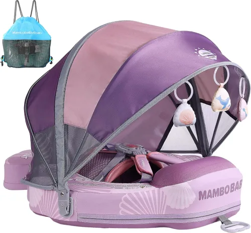 Vista 14 de Mambobaby Float with Canopy & Tail, Non-Inflatable Infant Pool Float Azul (Angel)