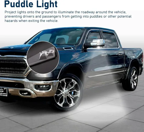 Vista 5 de Para Dodge Ram 2018-2021 - Espejo de puerta con cubierta cromada, plegable eléctrico con luz de señal de giro de memoria, luz de charco, vidrio