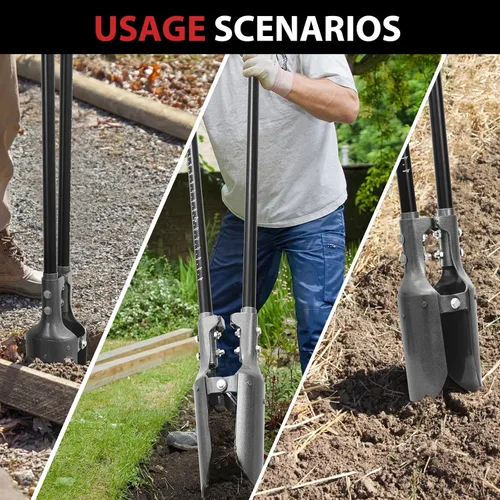 Vista 7 de Manija de fibra de vidrio con marca de escala de 58 pulgadas para excavar Heavy Duty, Manual Post Hole Digger,Sturdy Fiberglass Handle With Scale