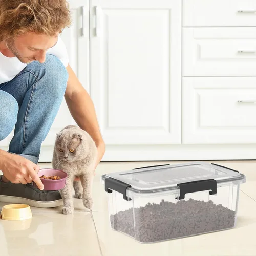 Vista 6 de Caja de almacenamiento de plástico transparente de 12 cuartos de galón con tapa, caja de almacenamiento con pestillo, paquete de 6