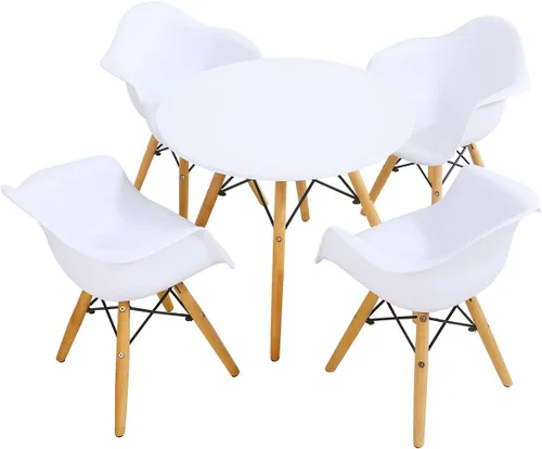 Vista 9 de Costzon Juego de mesa y silla para niños, juego de mesa de estilo moderno de mediados de siglo con sillones para niños pequeños, juego de mesa