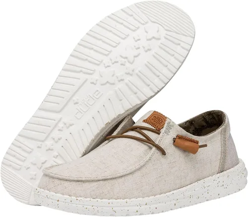 Vista 3 de Hey Dude Wendy - Zapatos de lona lavada para mujer Mocasines con cordones para mujer cómodos y ligeros