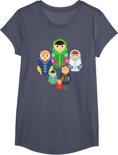 Vista 15 de Matryoshka Russian Nesting Dolls, Rusia - Camiseta de regalo, Azul / Patchwork, S