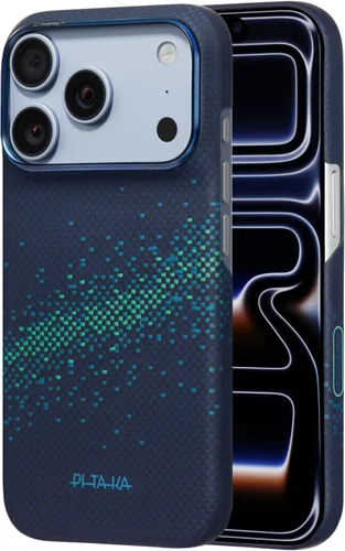 Vista 37 de pitaka Funda para iPhone Pro de 6.3" con sensación sin funda, azul abismo Abyss Blue (Argyle)