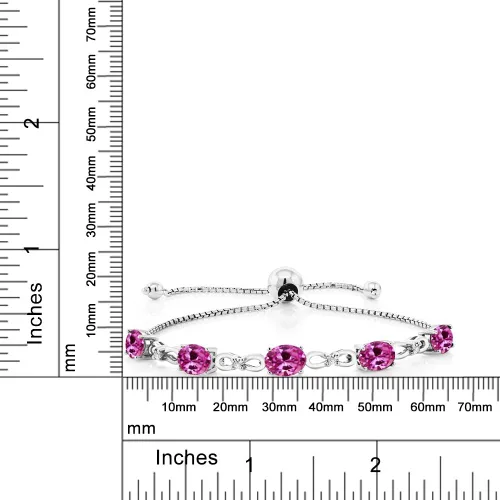 Vista 117 de Gem Stone King Pulsera de tenis de diamantes cultivados en laboratorio con piedra natal de 3-6 quilates para mujer, plata de ley 925, ovalada