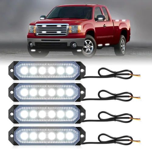 Vista 13 de HLauto Luces Estroboscópicas de Rejilla de Emergencia 406T: 4 Piezas de 6 LED con Función de Sincronización, Luz Intermitente de Advertencia de Ámbar