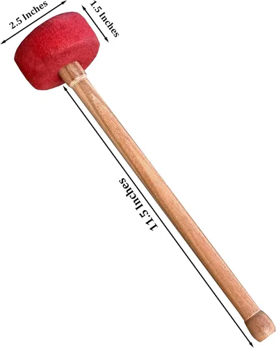 Vista 3 de DharmaObjects - Cuencos tibetanos para cantar, mazo de fieltro y madera de 12 pulgadas (12 x 2.5 pulgadas)