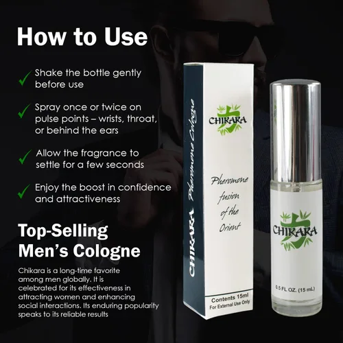 Vista 6 de Chikara - Colonia de feromonas para hombre Spray de larga duración 0.5 fl oz Paquete de 1