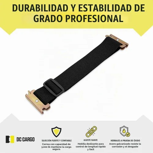 Vista 3 de DC Cargo Mall Correas E Track – Paquete de 4 – Correas de amarre ajustables y estándar resistentes de 12 a 22 pulgadas, compatibles con accesorios
