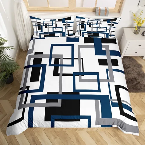 Vista 25 de Erosebridal Funda de edredón a rayas color negro y beige, funda de edredón bohemia moderna geométrica abstracta para mujeres, hombres y adultos