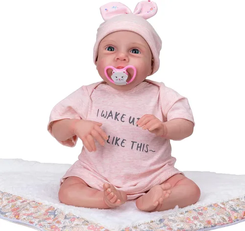 Vista 4 de Pinky Real Life Reborn Baby Dolls 19Inch 18.9 in Muñecas de bebé recién nacido de tela suave cuerpo realista muñecas juguete regalo