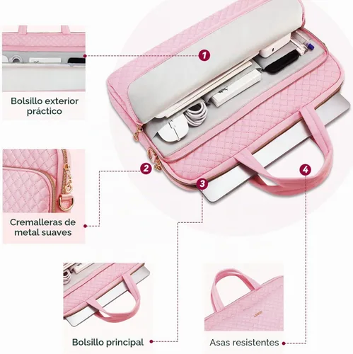 Vista 6 de Funda para laptop para mujeres y hombres, bolsa de mensajero Rosa