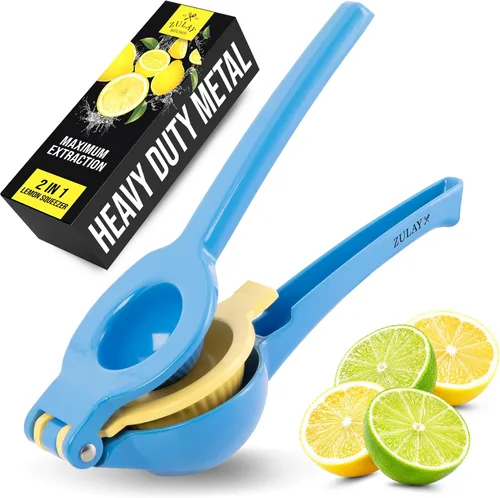 Vista 13 de Zulay Kitchen Exprimidor de hierro fundido, exprimidor de naranja resistente con coladores desmontables para una fácil limpieza, prensa de cítricos
