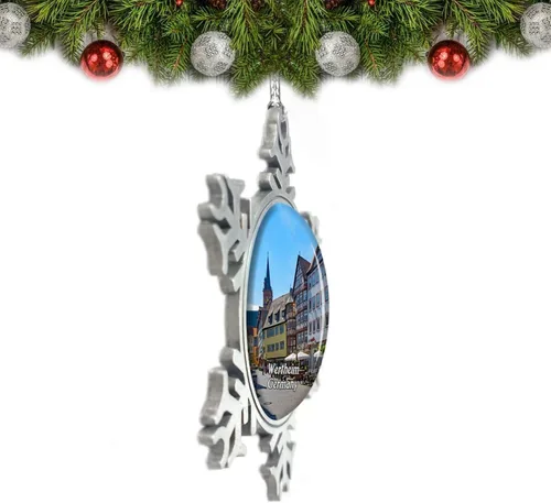 Vista 2 de Wertheim Center Alemania adorno de Navidad árbol decoración de cristal metal recuerdo regalo