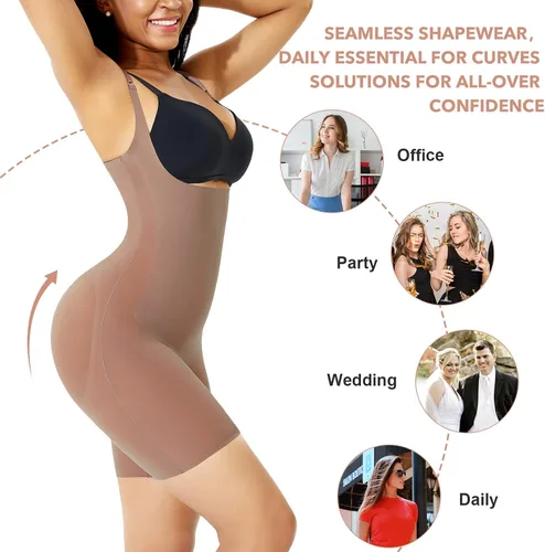 Vista 6 de Lover-Beauty Fajas Colombianas para mujer, con control de abdomen, sin costuras, talla grande, moldeador de cuerpo, busto abierto, levantamiento