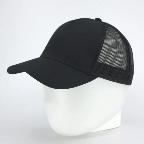 Vista 4 de The Vintage Year Gorra de béisbol ajustable de los deportes del camionero de la malla estructurada del algodón liso Negro
