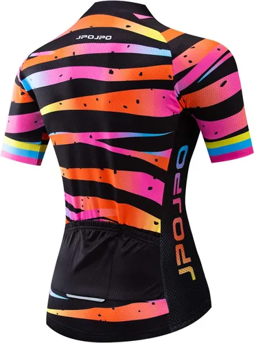 Vista 100 de Camiseta de ciclismo para mujer, manga corta y pantalones cortos de ciclismo acolchados para verano