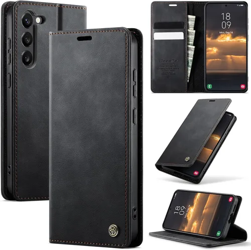 Vista 28 de Funda tipo cartera para Samsung Galaxy Z Fold 7 de piel con tarjetero y función atril, cierre magnético, bloqueo RFID, TPU a prueba de golpes, Negro
